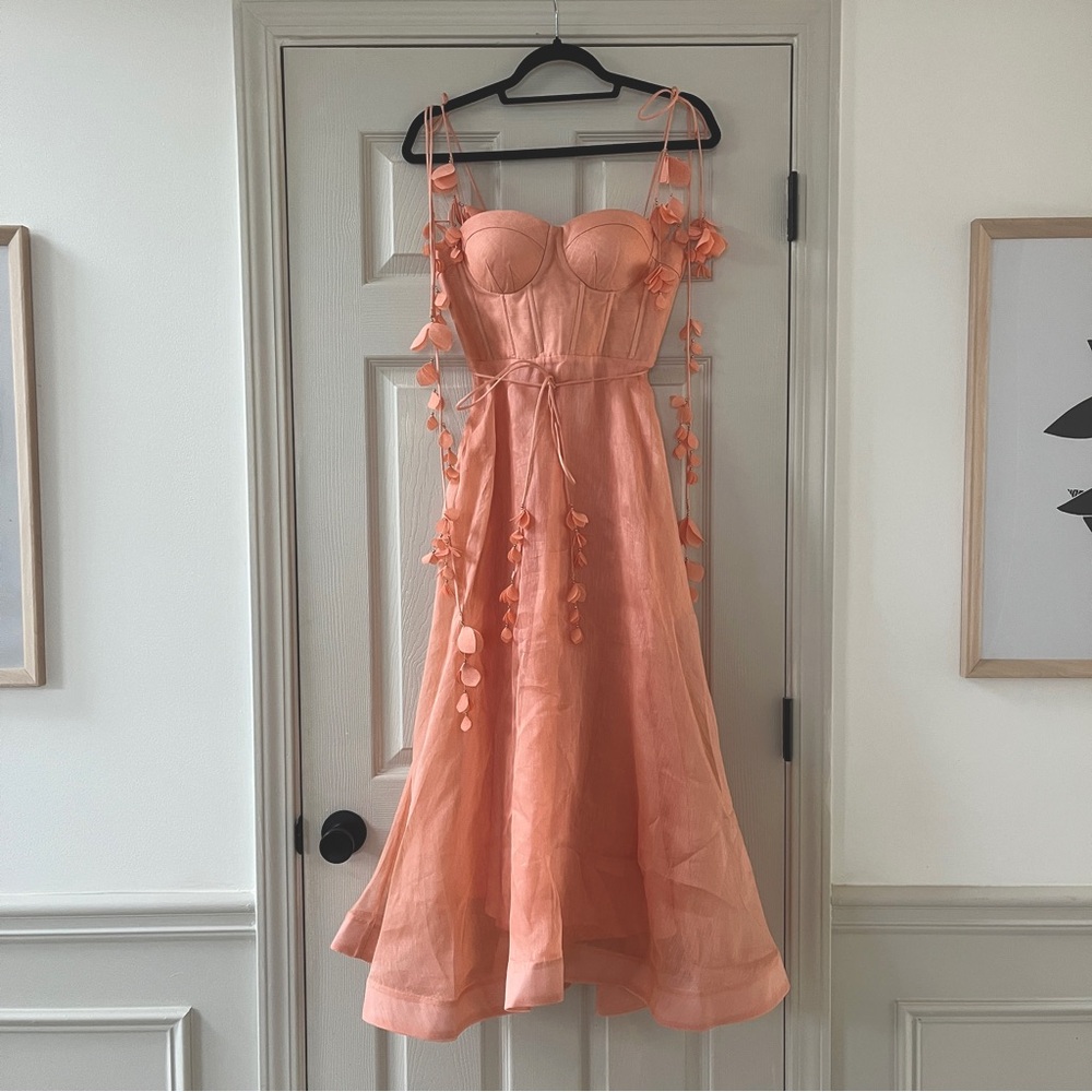 Zimmermann Natura Appliqué Linen-Blend midi dress